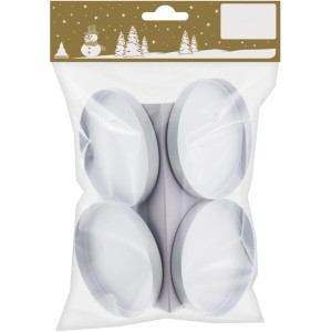 Weihnachtliche Teelichthalter aus Metall, 4er-Set, weiß matt, Ø 7,5 cm, für stimmungsvolle Weihnachtsdeko.