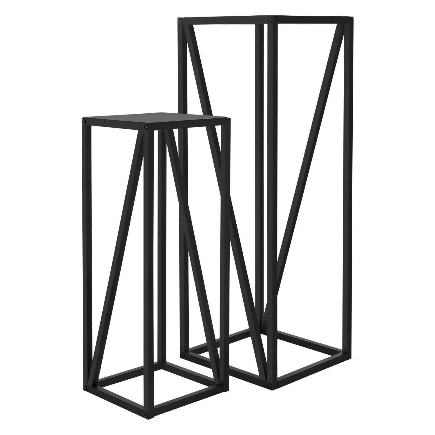 ML-Design Blumenständer 2Er Set, Schwarz 21,5x21,5x57,4 cm 26x26x73,5 cm Stahl
