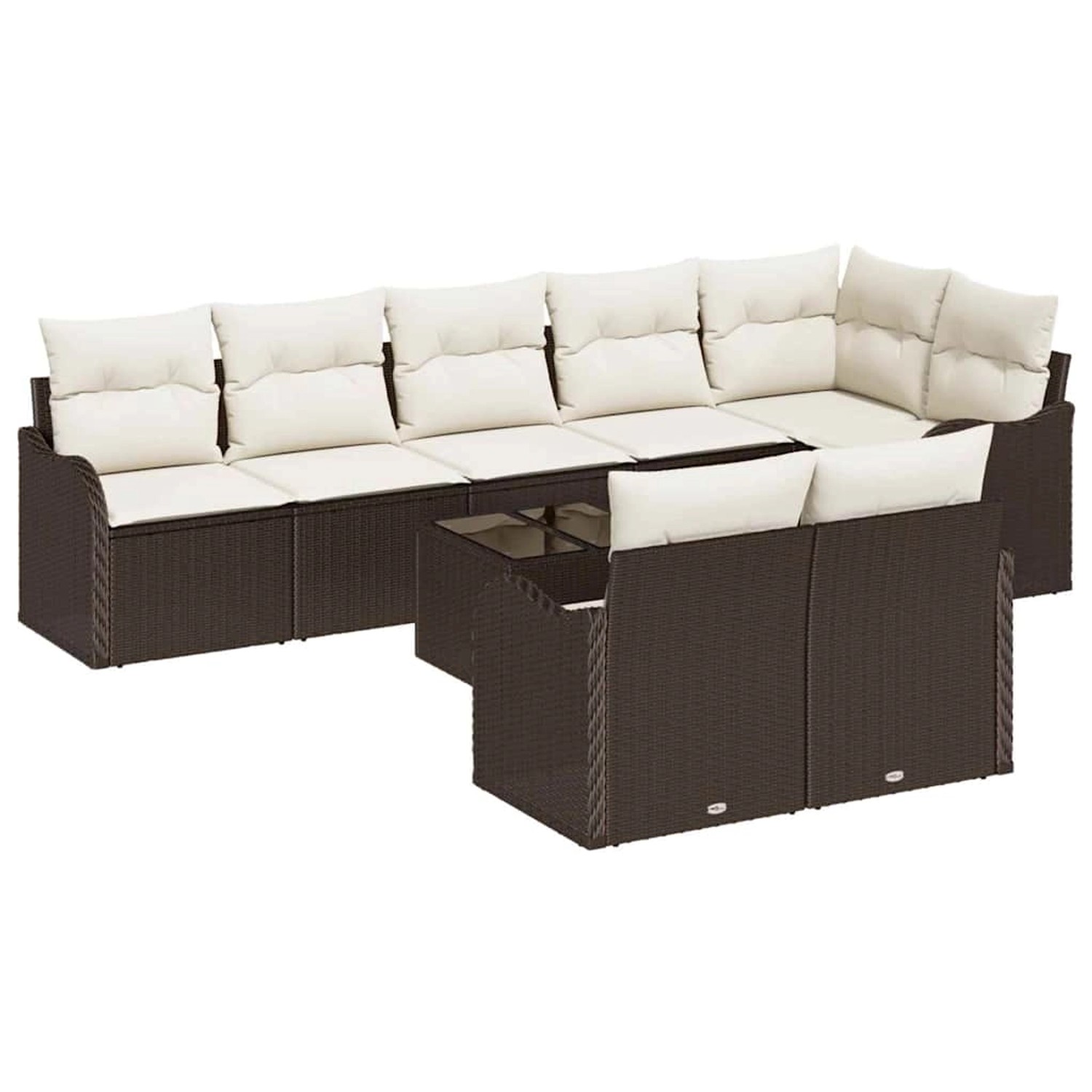vidaXL Garten-Sofa-Set mit Kissen 9-Tlg Braun Poly Rattan 3345758 günstig online kaufen