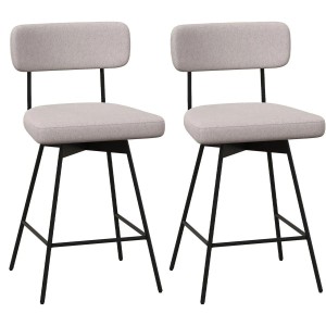 2er Set Costway Barhocker, drehbar, mit Rückenlehne und Fußstütze, beige.
