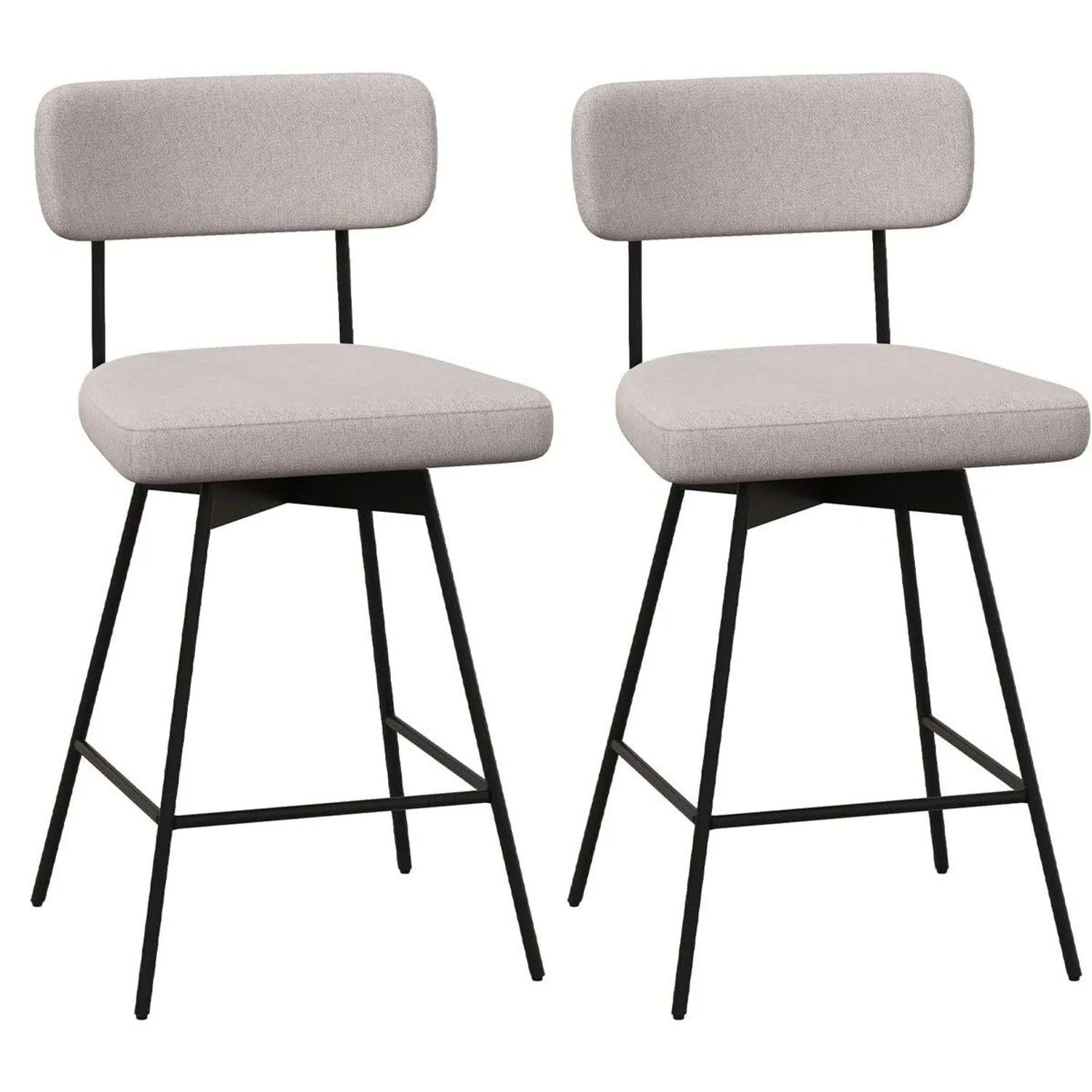 Costway 2er Set Barhocker Drehbar mit Rückenlehne & Fußstütze Beige günstig online kaufen