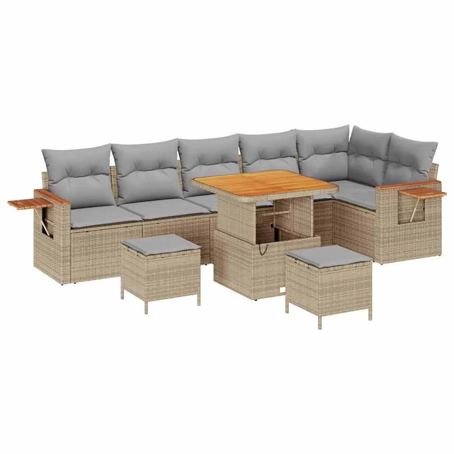 vidaXL Gartensofa-Set mit Kissen 11 Stk Beige und Hellgrau Poly-Rattan 3365 günstig online kaufen