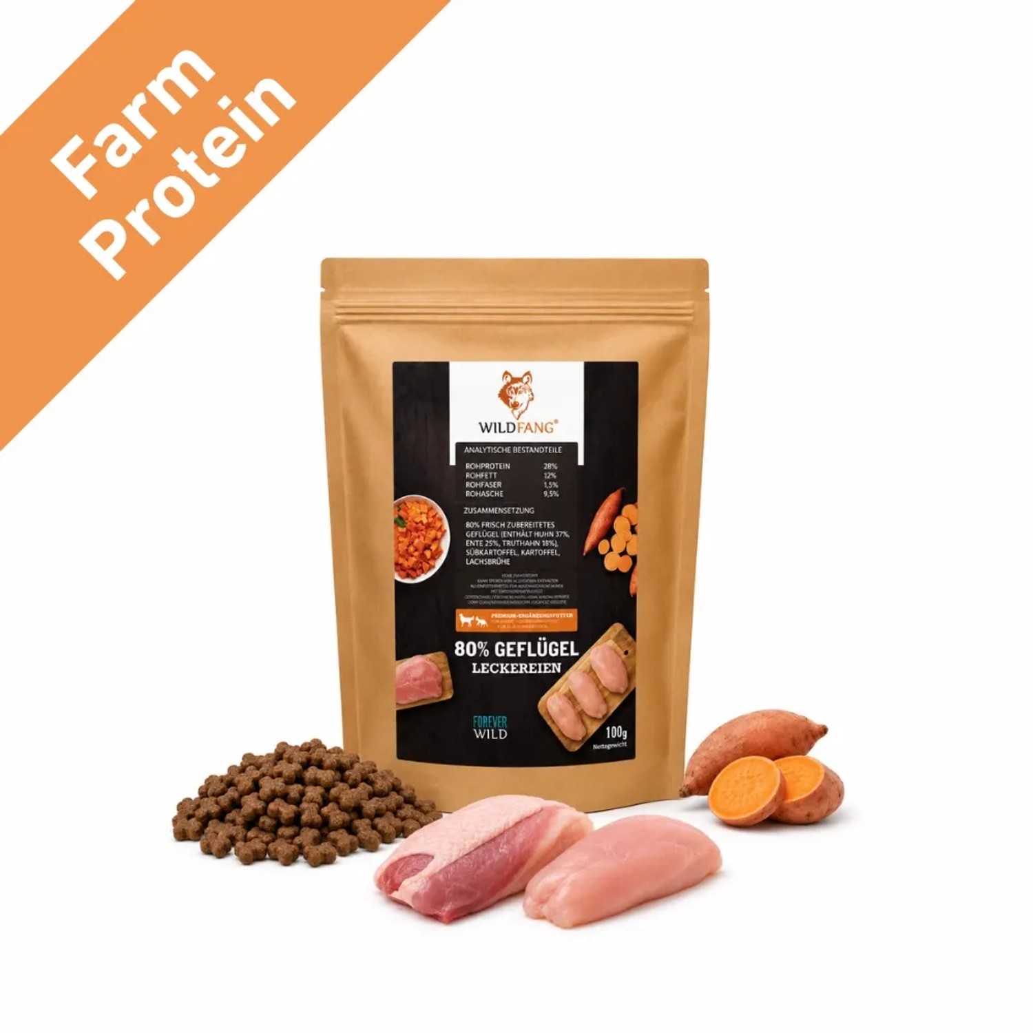 Wildfang Snacks mit 80% Geflügel Getreidefrei 1 x 70 g