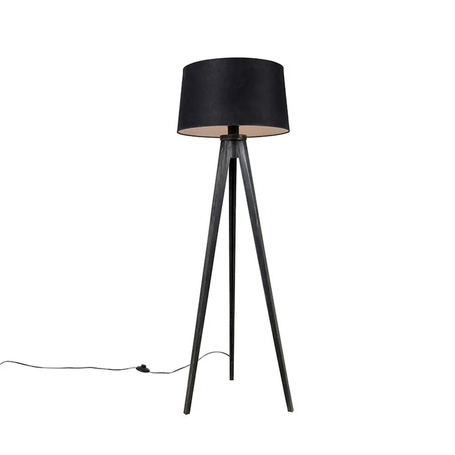 QAZQA Stativ Schwarz mit Leinenschirm Schwarz 45 cm Stativ Classic