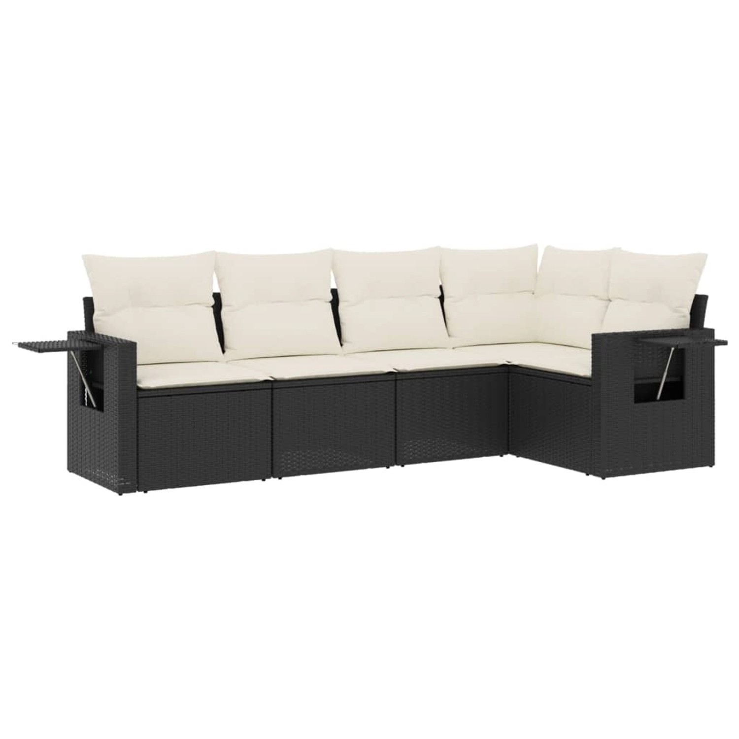 vidaXL 5-Tlg Garten-Sofagarnitur mit Kissen Schwarz Poly Rattan 3220125 günstig online kaufen