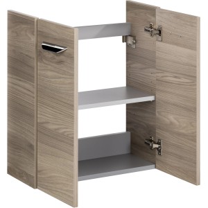 Offener Fackelmann Waschbeckenunterschrank SBC Steinesche, 52 cm breit, mit zwei Einlegeböden.