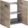 Offener Fackelmann Waschbeckenunterschrank SBC Steinesche, 52 cm breit, mit zwei Einlegeböden.