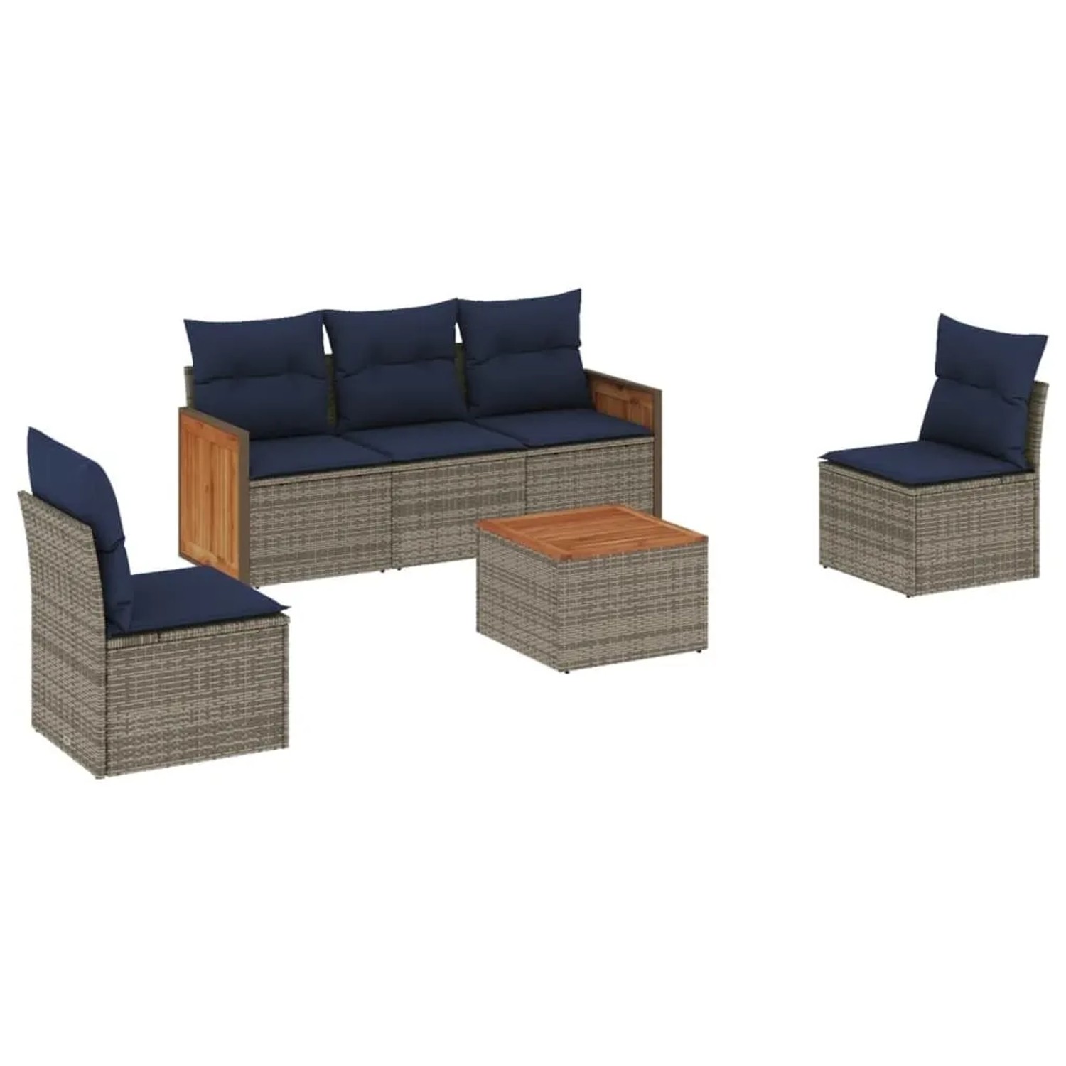 vidaXL 6-Tlg Gartensofa-Set mit Kissen Grau Polyrattan 3227538 günstig online kaufen