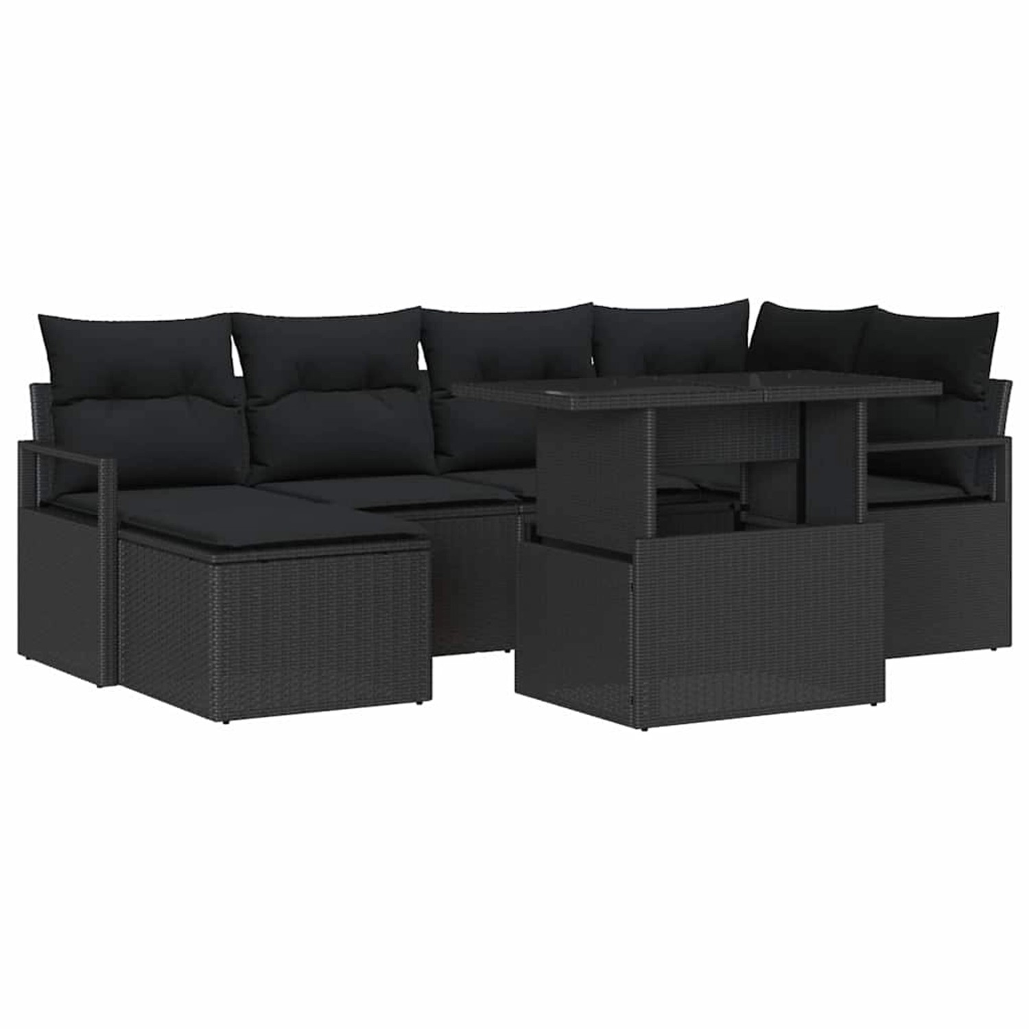 vidaXL Garten-Sofa-Set mit Speicher 7-Tlg Schwarz Poly Rattan 3357596 günstig online kaufen