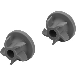 2er-Set Wasserspareinsätze für Duschbrausen aus grauem Kunststoff.