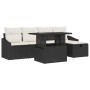 Schwarzes 6-tlg. vidaXL Garten-Sofa-Set aus Poly Rattan mit Tisch und verstellbarer Höhe.