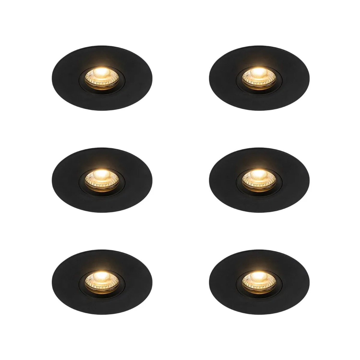 QAZQA Set mit 6 Moderner Einbaustrahler Schwarz 12 cm Buco