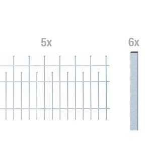 Metallzaun Grund-Set Madrid, verzinkt, zum Aufschrauben, bestehend aus Zaunfeldern und Pfosten.