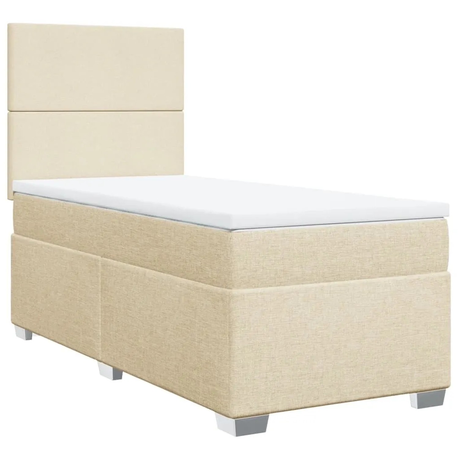 vidaXL Boxspringbett mit Matratze Creme 90x200 cm Stoff 3292669
