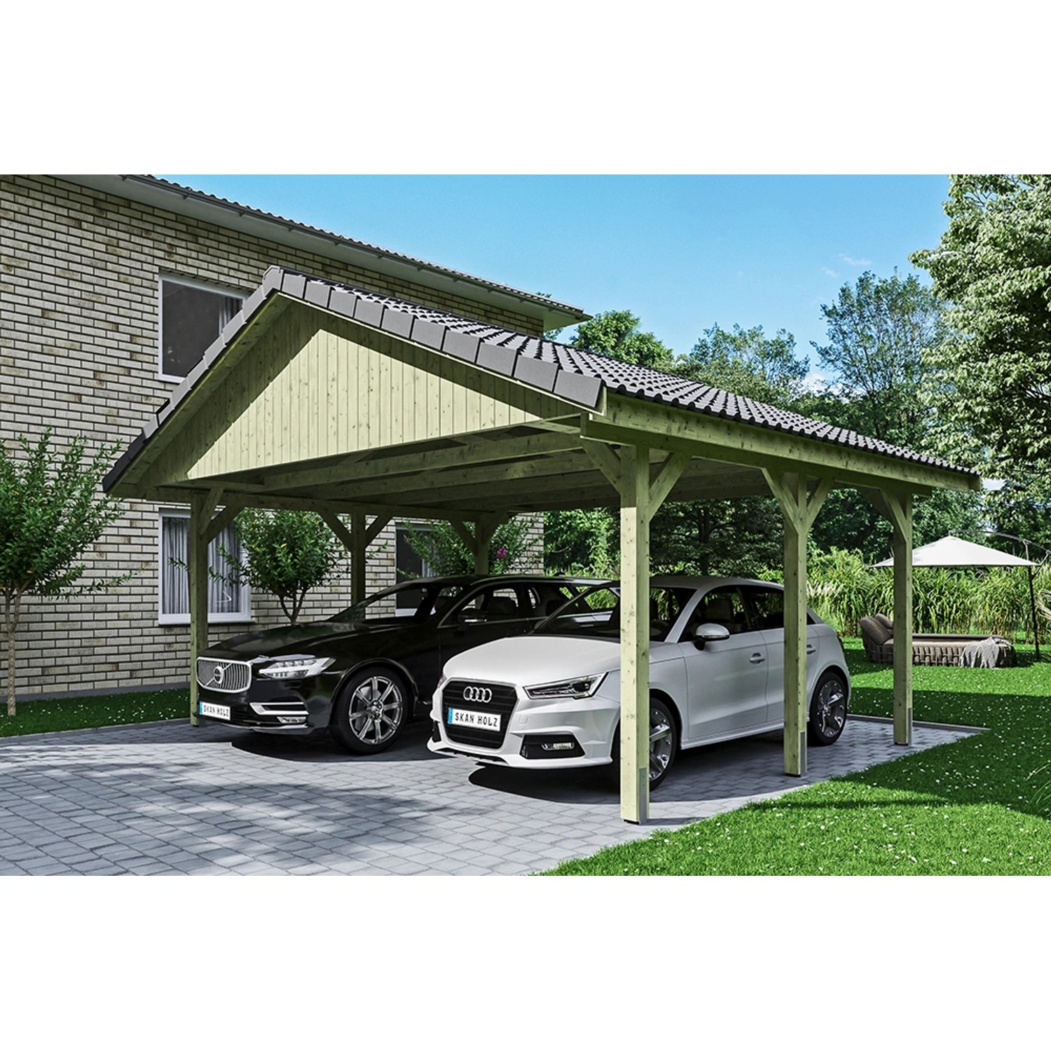 Satteldach-Carport Wallgau 620 x 500 cm Dachlattung