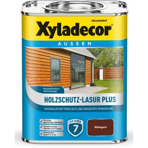 Dose Xyladecor Holzschutz-Lasur Plus Mahagoni für bis zu 7 Jahre Wetterschutz.
