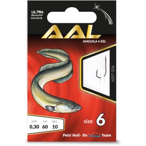 Westline Aalhaken, Größe 6, brüniert, 10 Stück, an 60cm Schnur. Ideal zum Angeln.