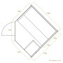 Grundriss der Artsauna Espoo150 Premium Sauna (150x150cm) mit Maßangaben.