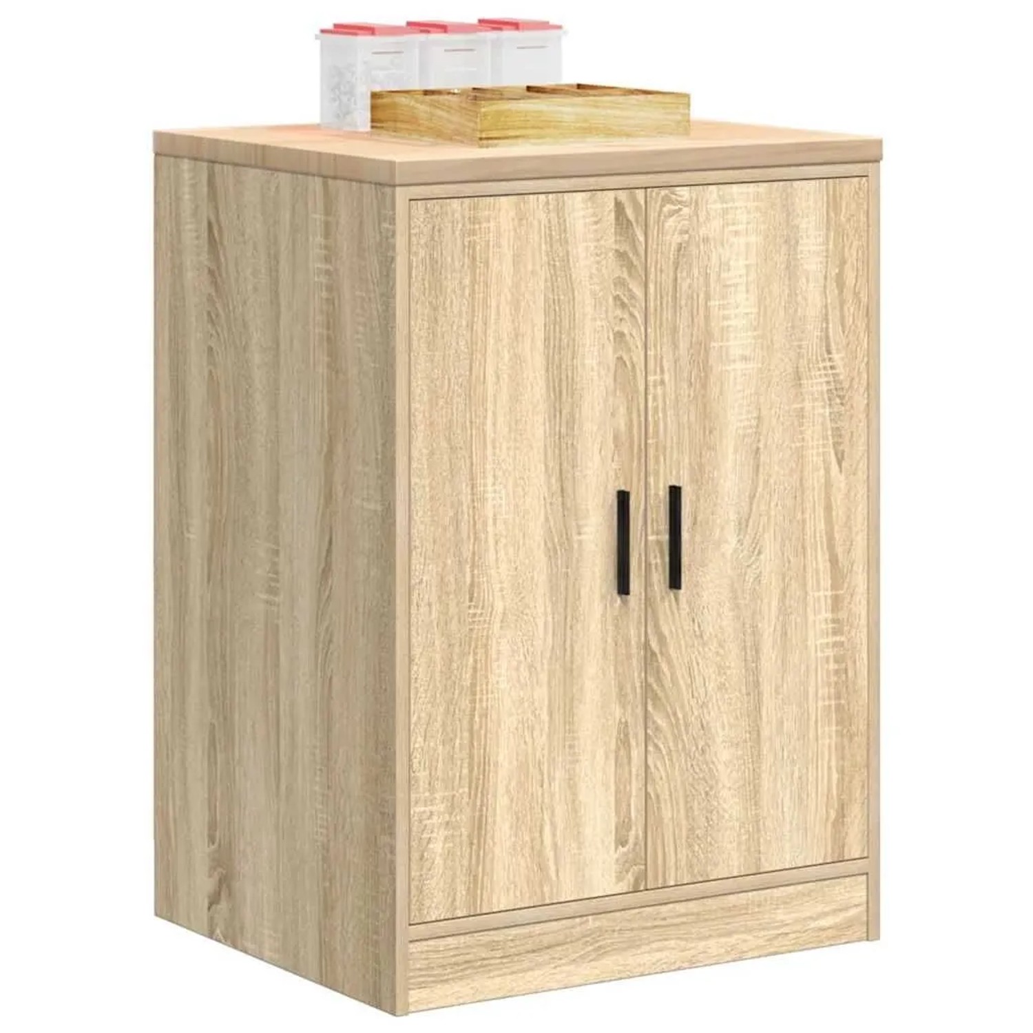 vidaXL Werkzeugschrank Sonoma Eiche, Holz, mit zwei Türen und Ablagefläche.