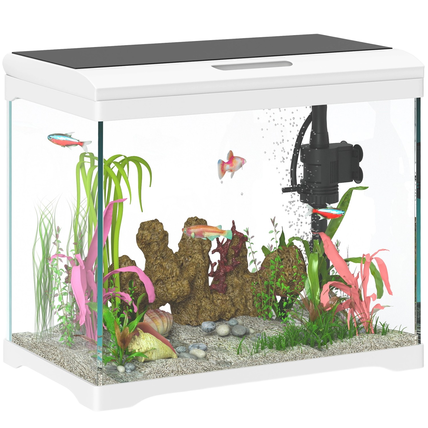 PawHut Aquarium Filtersystem Glas ABS Weiß 35L x 21B x 31H cm