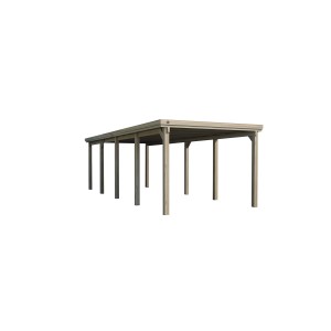 Weka Flachdach-Carport 617 Gr.3 mit PVC-Dach, Holzkonstruktion mit flachem Dach und stabilen Pfosten.