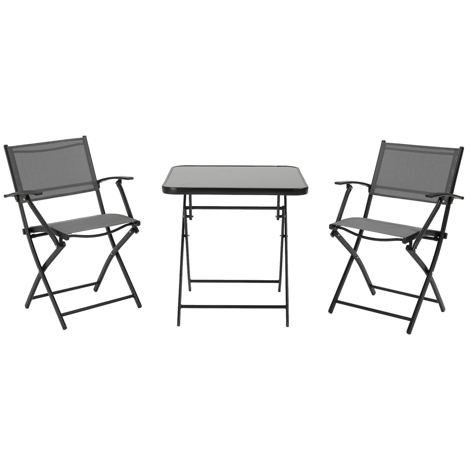 Outsunny Gartentisch Set  Metall Gehärtetes Glas Mesh Schwarz 60L x 60B x 7 günstig online kaufen
