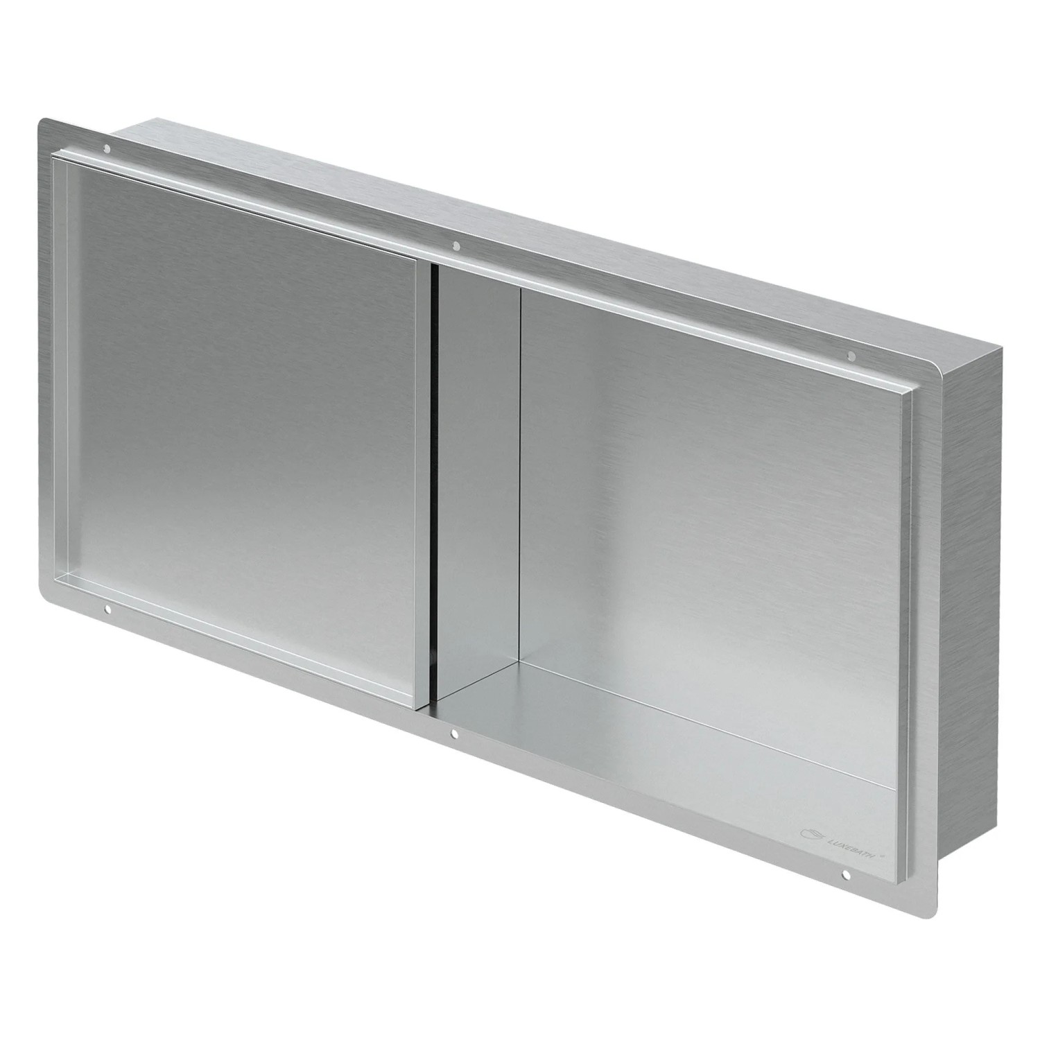 LuxeBath Wandnische Dusche Edelstahl mit Tür 25,5x55,5 cm Silber