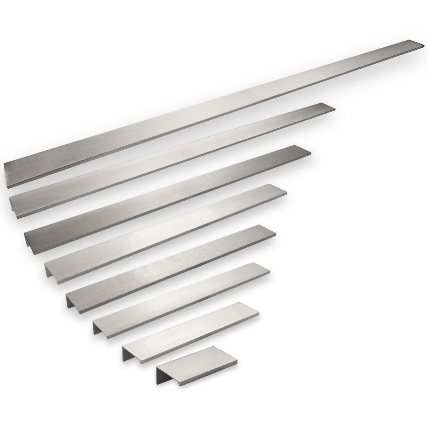 SOTECH Searl Griffleisten in verschiedenen Längen, Aluminium Edelstahloptik gebürstet. Moderne Möbelgriffe.
