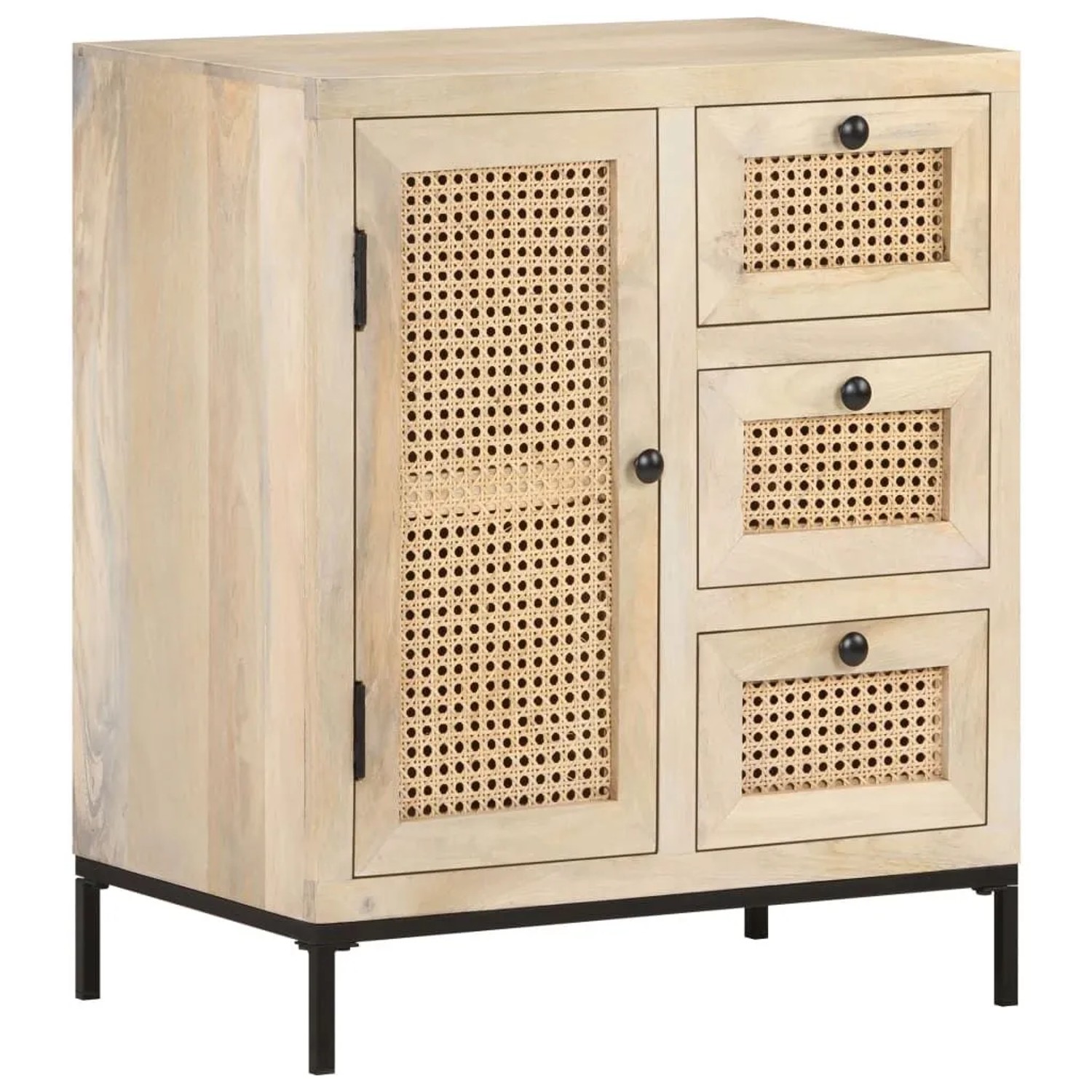 vidaXL Sideboard 60x35x70 cm Mango Massivholz und Rohrgeflecht 323508