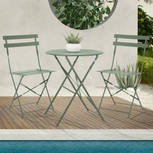 Svita Berlin Balkonmöbel Bistroset in Mint: Klapptisch und zwei Stühle für Garten, Balkon oder Café.