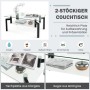 Costway Couchtisch mit Glasplatten und schwarzem Metallgestell, 2 Ebenen für Wohnzimmer.