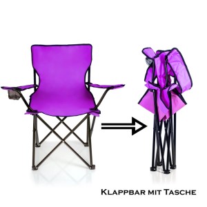 BigDean Faltstuhl Lila Purple Campingstuhl Anglerstuhl Mit Getränkehalter Tragetasche Anglersessel Klappbar Klappstuhl Gartenstuhl Faltstuhl
