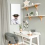 Magnettafel mit Jack Russel Motiv als Postbote, 37x78cm, silberne Magnetwand für Notizen und Fotos.