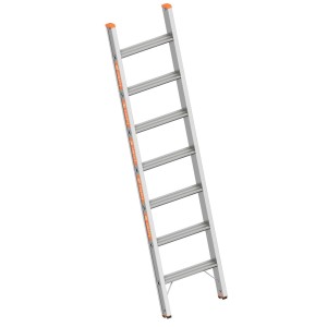 Layher Stufenanlegeleiter Topic 1042 mit 7 Stufen, ideal für sicheren Stand beim Aufstieg.