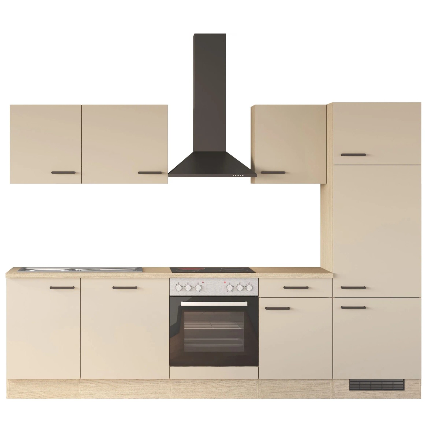 Flex-Well Exklusiv Küchenzeile 2304 Creso 280 cm Cashmere Matt - Provence Oak