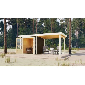 Karibu Express Gartenhaus Speedy B Set Terragrau 462 cm x 217 cm mit Schleppdach
