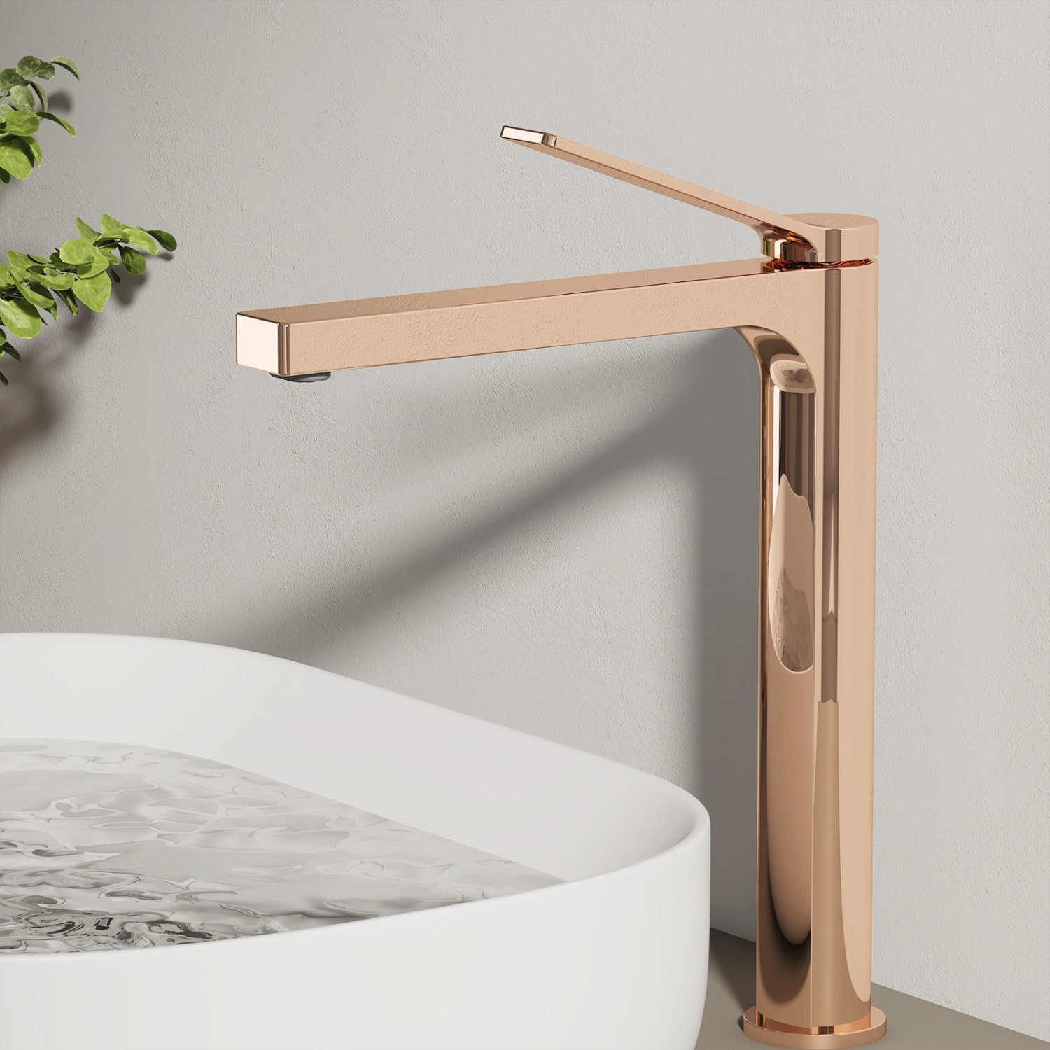 Emke Waschtischarmatur Roségold, Mischbatterie für Waschbecken mit Luftsprudler.