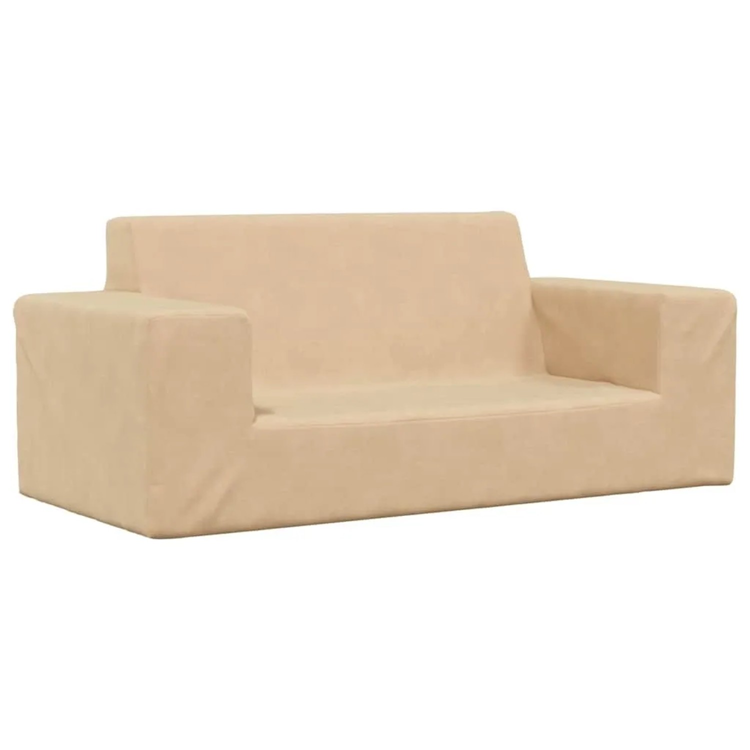 vidaXL Kindersofa 2-Sitzer Creme Weich Plüsch 4104781