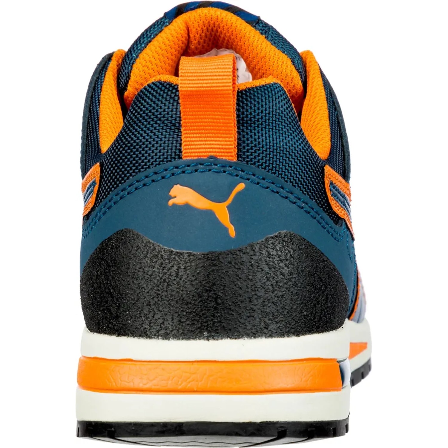 Puma Safety Crosstwist Low S3 Sicherheitshalbschuh, blau-orange, Rückansicht.