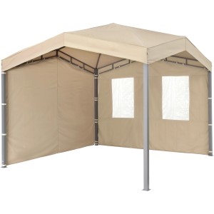 tepro Seitenteil-Set Marabo Taupe für Pavillon: 1 geschlossen, 1 mit Fenster.