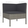 Graues vidaXL Garten Lounge Set Eckteil mit anthrazitfarbenen Auflagen aus Polyrattan.