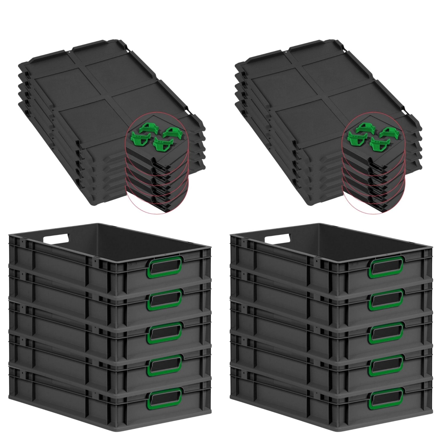 PROREGAL SparSet 10x Eurobox Nextgen Color Mit Auflagedeckel HxBxT 12x40x60 günstig online kaufen
