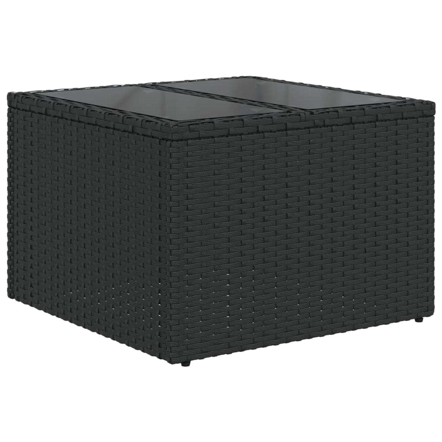 vidaXL Gartentisch mit Glasplatte Schwarz 55x55x37 cm Poly Rattan 365969 günstig online kaufen