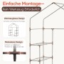Foliengewächshaus-Gestell mit modularem, werkzeuglosem Aufbau und Regalebenen. Einfache Montage für Pflanzenanzucht.