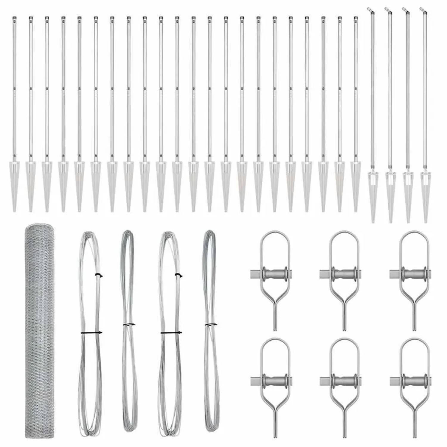 vidaXL Zaunpfosten Silber 50 x 1,4 m 25 mm Maschenweite Stahl 3353421 günstig online kaufen