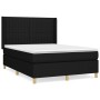 Schwarzes vidaXL Boxspringbett (140x190 cm) mit Matratze und Kopfteil.