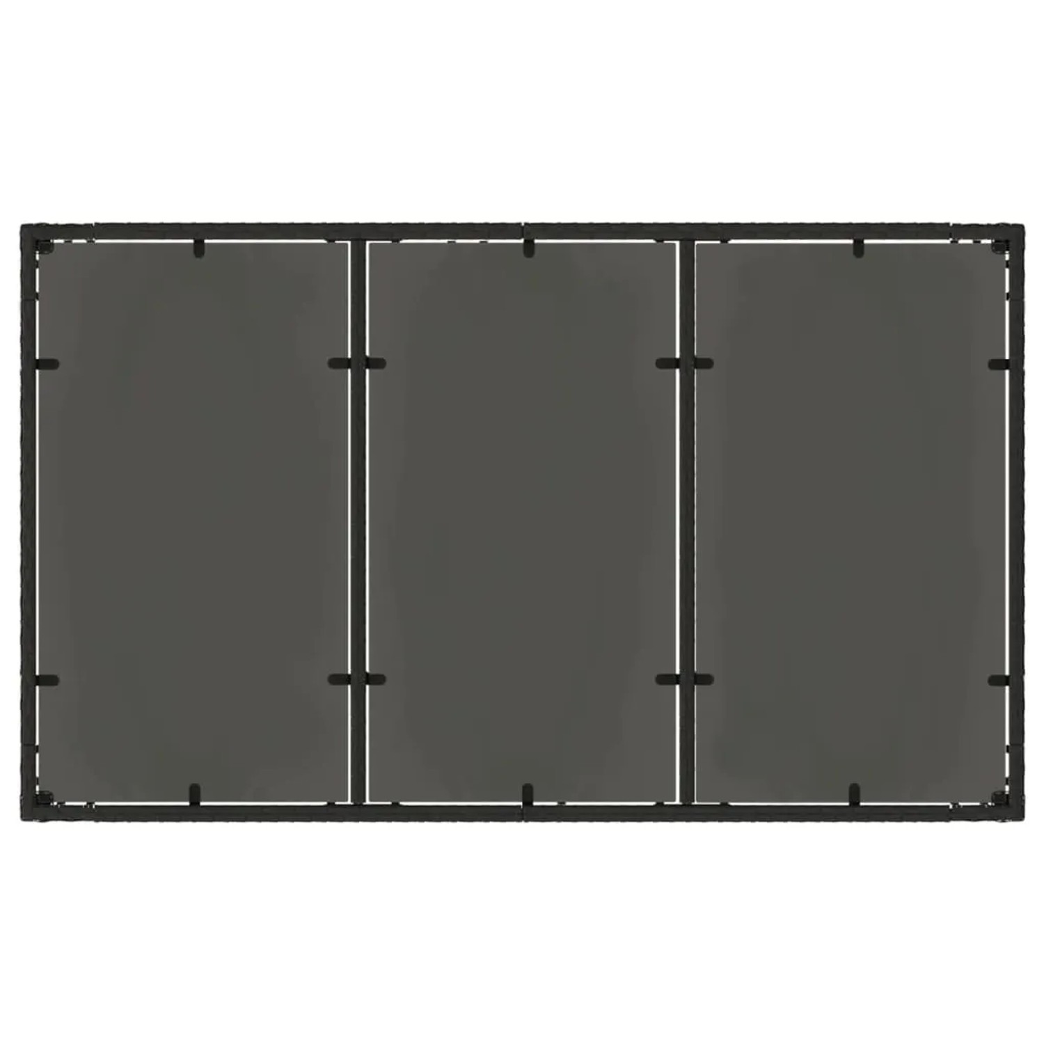 Schwarzer vidaXL Gartentisch mit Glasplatte, 150x90 cm, aus Poly Rattan.