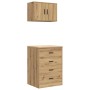 vidaXL Garagenschränke, 2 Stk., Artisan-Eiche, Holzwerkstoff: Werkzeugschrank mit Schubladen und Hängeschrank.