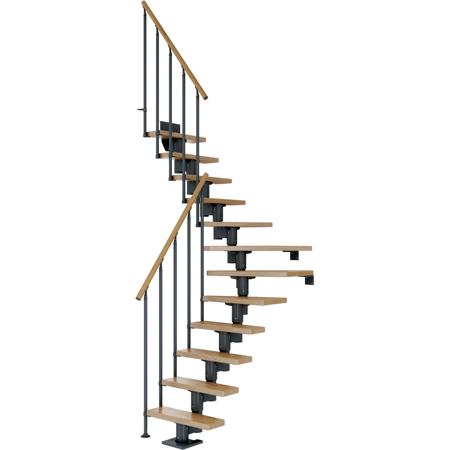 Dolle Mittelholmtreppe Dublin Eiche Anthrazit GH bis 315 cm 1/4gew. 75 cm FSC®
