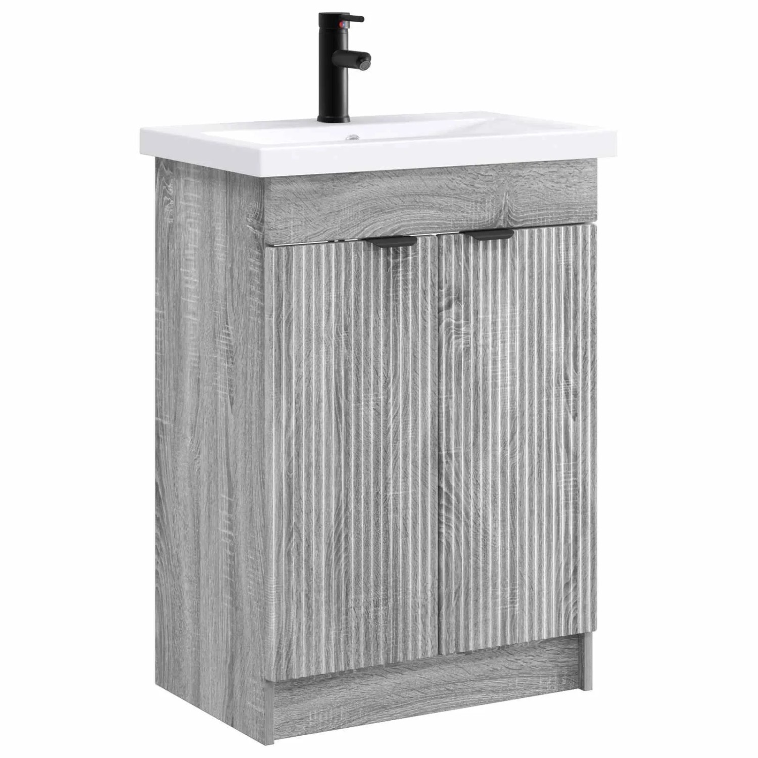 vidaXL Badezimmermöbel-Set Grau Sonoma 56 x 37,5 x 81 cm Holzwerkstoff 3404150
